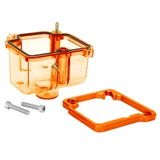 CUVE DE CARBURATEUR TYPE PWK 19 à 30 mm TRANSPARENT ROUGE (INCLUS VIS ET REHAUSSEUR DE CUVE) -SELECTION P2R