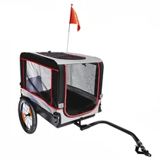 REMORQUE VELO UTILITAIRE MAXI 50Kg (DIMENSIONS L 138 x L 71x H70 cm) AVEC ROUES 16" x 3 FIXATION TIGE DE SELLE - POUR TRANSPORT ANIMAUX - REMORQUE LIVREE AVEC BACHE