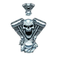 STICKER LETHAL THREAT MINI SKULL ENGINE V-TWIN (60x80mm)