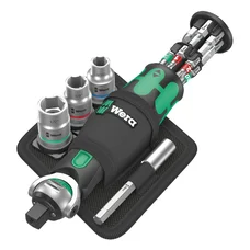 WERA  8009 ZYKLOP SPEED - RATCHET SCREWDRIVER WITH PIVOTING HEAD FOR 1/4 or 3/8 BITS( With bits magazine integrated) (SET 18 PIECES) German tools for workshop