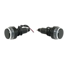 BAR ENDS - AVOC WITH LEDS - ALIMINIUM CONE -  TRANSPARENT/BLACK (6 LEDS ORANGE) (PAIRE)