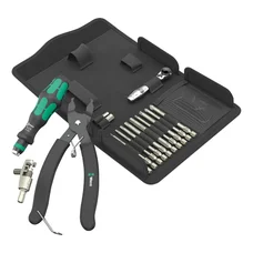 MINI CLIQUET, PORTE EMBOUT WERA 9532 BICYCLE SET 1/4 AVEC EMBOUT, DERIVE CHAINE ET PINCE POUR ATTACHE RAPIDE (COFFRET 18 PIECES)  -MARQUE ALLEMANDE-