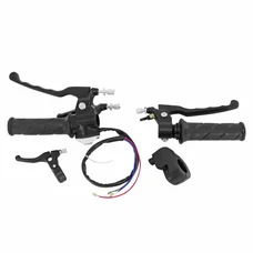 BRAKE HANDLE COMPLETE KIT FOR MOPED PEUGEOT 103 SPX-RCX METALIC - BLACK (PAIR - RIGHT+LEFT)  -SELECTION P2R-