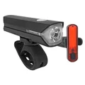 ECLAIRAGE VELO USB KIT NEWTON 300 LUMEN MODE FIXE ET CLIGNOTANT (AUTONOMIE MODE 100% : AVANT 2H / ARRIERE 1H30) (AVANT+ARRIERE) NOIR -RECHARGEABLE USB