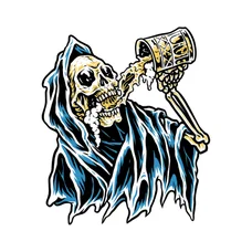 AUTOCOLLANT/STICKER LETHAL THREAT MINI BEER REAPER (60x80mm)