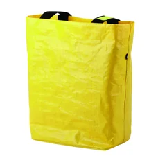 SINGLE BAG FOR BICYCLE-REAR- YELLOW (RECYCLED MATERIAL) On rear luggage rack with hooks.