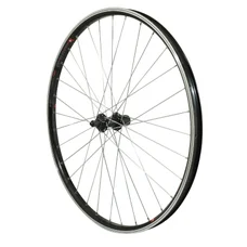 WHEEL FOR TREKKING BIKE- 700x35 REAR - KARGO FOR E-BIKE ALUMINIUM BLACK "DOUBLE WALLED" SHIMANO HUB TX500 CASSETTE 9/8 SPEED. (REINFORCED)