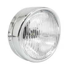 PHARE/PROJECTEUR CYCLO AVANT CHROME AVEC INTERRUPTEUR DIAM 140mm CASQUETTE CHROME (BA20D UNIVERSEL)  -SELECTION P2R-