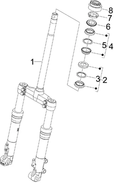 Fourche/tube direction - Ensemble butée dir.