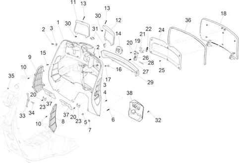 Coffre avant - Contre-tablier