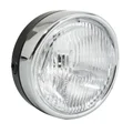 PHARE/PROJECTEUR CYCLO ADAPTABLE PEUGEOT/MBK ROND DIAM 140mm NOIR AVEC CASQUETTE CHROMEE (BA20d)  -SELECTION P2R-