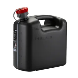 JERRYCAN/BIDON ESSENCE/CARBURANT PRESSOL EN POLYETHYLENE NOIR AVEC BEC FLEXIBLE 10L (AVEC GRADUATION)