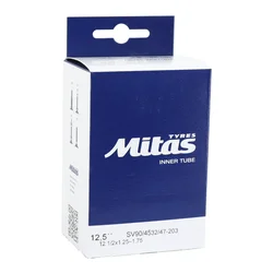 CHAMBRE A AIR VELO 12 1/2 x 1.75 RUBENA VALVE STANDARD COUDEE 90° et  45° SENS DE ROULEMENT (32/47x203)