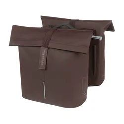 SACOCHE ARRIERE VELO DOUBLE BASIL VEGAN MARRON IMITATION CUIR MIK 28/32L FIXATION PORTE BAGAGE FERMETURE PLIANT ANTI-PLUIE AVEC REFLECHISSANT