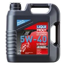 HUILE MOTEUR 4 TEMPS LIQUI MOLY MOTO STREET RACE 4T 5W40  (4 L)  SYNTHETIQUE (HUILE MOTEUR OFFICIELLE MOTO 2 ET MOTO 3)