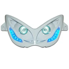 TWIN HEADLIGHTS REPLAY RR8 FOR MBK 50 NITRO 1997>2012/YAMAHA 50 AEROX 1997>2012 WHITE - BLUE LEDS