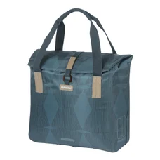 SHOULDER BAG FOR BICYCLE (or rear single bag) -BASIL CITY SHOPPER ELEGANCE- Blue ESTATE Right/left  14/16L- HOOKS ON CARRIER - WATERPROOF FOLDING CLOSING