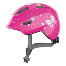 CASQUE VELO ENFANT ABUS SMILEY 3.0 BUTTERFLY ROSE TAILLE 50-55cm AVEC MOLETTE