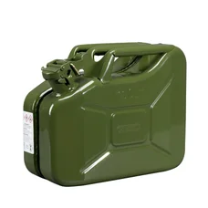 JERRYCAN/BIDON ESSENCE/CARBURANT PRESSOL METAL ARMEE TYPE US VERT 10L  (HOMOLOGUE TUV/EN)