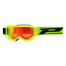 MASQUE/LUNETTES CROSS PROGRIP 3300 FL VISION GO MULTILAYERED JAUNE FLUO ECRAN MIROIR ROUGE ANTI-RAYURES/ANTI U.V./ANTI-BUEE (HOMOLOGUE CE-EN-N- AC-96025 REV.2)