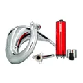 EXHAUST FOR 50cc MOTORBIKE VOCA CROSS CHROMED FOR SHERCO 50 SM-R, SE-R (TOP MOUNTING - RED ALUMINIUM SILENCER)