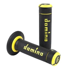 REVETEMENT POIGNEE DOMINO MOTO OFF ROAD A190 NOIR/JAUNE CLOSED END 120-123mm (PAIRE)