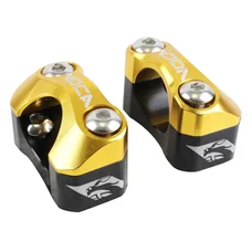 PONTET DE GUIDON UNIVERSEL VOCA HB28 V2 ALU CNC ADAPTATEUR DIAM 28,6mm NOIR/OR (ENTRAXE FIXATION 32,20 A 34,80mm) (PAIRE)