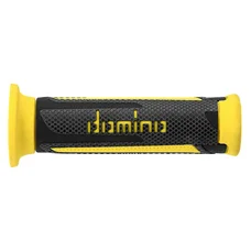 REVETEMENT POIGNEE DOMINO MOTO ON ROAD A350 GRIS ANTHRACITE/JAUNE OPEN END 120mm (PAIRE)
