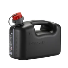 JERRYCAN/BIDON ESSENCE/CARBURANT PRESSOL EN POLYETHYLENE NOIR AVEC BEC FLEXIBLE 5L (AVEC GRADUATION)