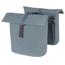 SACOCHE ARRIERE VELO DOUBLE BASIL VEGAN BLEU IMITATION CUIR 28/32L FIXATION PORTE BAGAGE FERMETURE PLIANT ANTI-PLUIE AVEC REFLECHISSANT FIXATION SYSTEME MIK (COMPATIBLE AVEC 157030 INCLUS)
