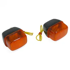TURN SIGNAL FOR SCOOT MBK 50 BOOSTER 1990>2003/YAMAHA 50 BWS 1990>2003 - FRONT - ORANGE CARBON (PAIR) **  -   -REPLAY-
