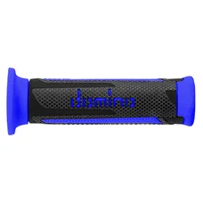 REVETEMENT POIGNEE DOMINO MOTO ON ROAD A350 GRIS ANTHRACITE/BLEU OPEN END 120mm (PAIRE)