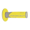 REVETEMENT POIGNEE PROGRIP MOTO OFF ROAD 801 DOUBLE DENSITE BASE GRIS/JAUNE CLOSED END 115mm (CROSS/MX) (PAIRE)
