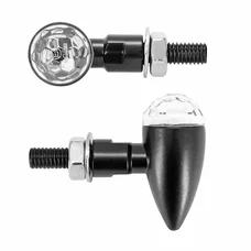CLIGNOTANT MOTO AVOC MINI SETO 4 LEDS SMD ORANGE BASE ALU TRANSPARENT/NOIR (L 43mm / H 20mm / L 35mm) (HOMOLOGUE CE) (PAIRE)