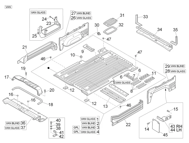 Panneau plancher arrière 