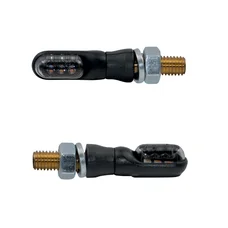 CLIGNOTANT MOTO TAAC FR01 3 LEDS FUME/NOIR (M8 / LONG 39mm / H 12mm) (PAIRE) QUALITE PREMIUM  -HOMOLOGUE ECE-