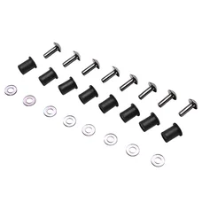 VIS DE BULLE/CARROSSERIE REPLAY ALU TETE BOMBEE M5X16 ARGENT + RONDELLES PLASTIQUES + BOUCHONS CAOUTCHOUC (KIT VISSERIE 8 PIECES)