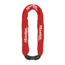 ANTITHEFT FOR BICYCLE - COMBINATION STEEL CHAIN LOCK MASTERLOCK  Ø 8mm L. 90cm RED - SECURITY LEVEL 8