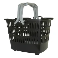PANIER AVANT PLASTIQUE NOIR FIXATION RAPIDE CLIPS 22.2/31,8mm 19L (Lg38xL28xH30) POIDS MAX. 7.5Kgs POUR TRICYCLE LEADER FOX LOVELO (INCLUS SUPPORT DE FIXATION)