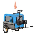 REMORQUE VELO UTILITAIRE MAXI 40Kg COLORI BLEU AVEC ROUES 12" FIXATION AXE DE ROUE ARRIERE - POUR TRANSPORT CHIEN/BAGAGE - 2 OUVERTURES (avant+arrière) + BRAS (L 63cm x l 42cm x h 47cm)
