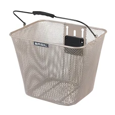 PANIER AVANT ACIER NID ABEILLE BASIL BILBAO BEIGE AMOVIBLE AVEC POIGNEE (22x26x28 cm)  -VENDU AVEC PLAQUE ADAPTATEUR