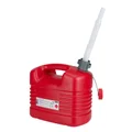 JERRYCAN/BIDON ESSENCE/CARBURANT PRESSOL EN POLYETHYLENE ROUGE AVEC BEC FLEXIBLE 10L
