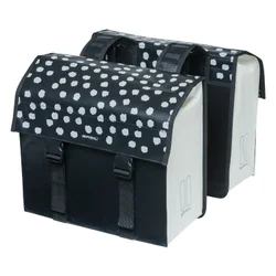 DOUBLE BAG FOR BICYCLE - BASIL URBAN LOAD - WATERPROOF BLACK/WHITE - REFLECTIVE  48-53 Lt (41x18x46cm)