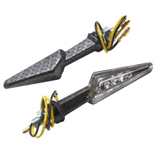 CLIGNOTANT UNIVERSEL REPLAY MINI DEMI FLECHE A LEDS TRANSPARENT/CARBONE MAT (L 81mm / H 21mm / L 28mm) (PAIRE) **