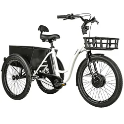 TRICYCLE ELECTRIQUE/VAE CITY LEADER FOX 24" LOVELO 2025 MIXTE BLANC BRILLANT 3V SHIMANO NEXUS MOTEUR ROUE AV BAFANG 36V 45Nm BATTERIE 16,7Ah (AVEC DIFFERENTIEL)