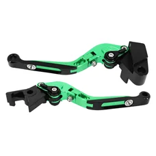 LEVIER DE FREIN/EMBRAYAGE MOTO REGLABLE/RETRACTABLE POUR KAWASAKI 900 Z900, 650 Z650 VERT ANODISE CNC (PAIRE) -AVOC