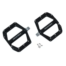 FLAT PEDAL-FOR BMX/DOWNHILL - NEWTON - ALUMINIUM CNC - BLACK-ON BEARINGS- Thread 9/16 with removable silver grip pins (PAIR) 120x108mm