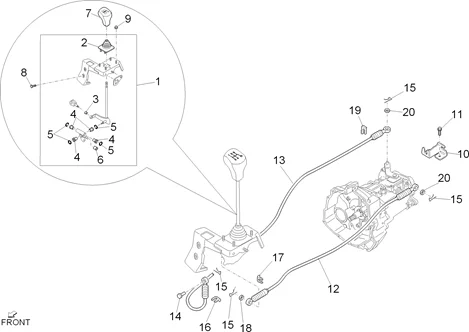 Sélecteurs internes de la boîte de vitesses