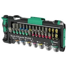 MINI CLIQUET, PORTE EMBOUT WERA TOOL CHECK PLUS 1 1/4 AVEC DOUILLES ET EMBOUT NOIR/VERT (SET 39 PIECES) -MARQUE ALLEMANDE POUR LES ATELIERS