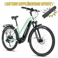 VELO ELECTRIQUE/VAE VTC 28 LEADER FOX BARNET 2025 FEMME VERT D'EAU 9V MOTEUR CENTRAL BAFANG M510 36V 95Nm BATTERIE 20Ah (18'' - H46cm - TAILLE M - POUR ADULTE DE 168cm à 178cm)